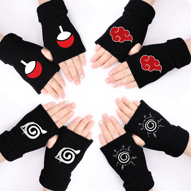 Naruto Headband Metal - Naruto Anime Cosplay guantes negros Akatsuki