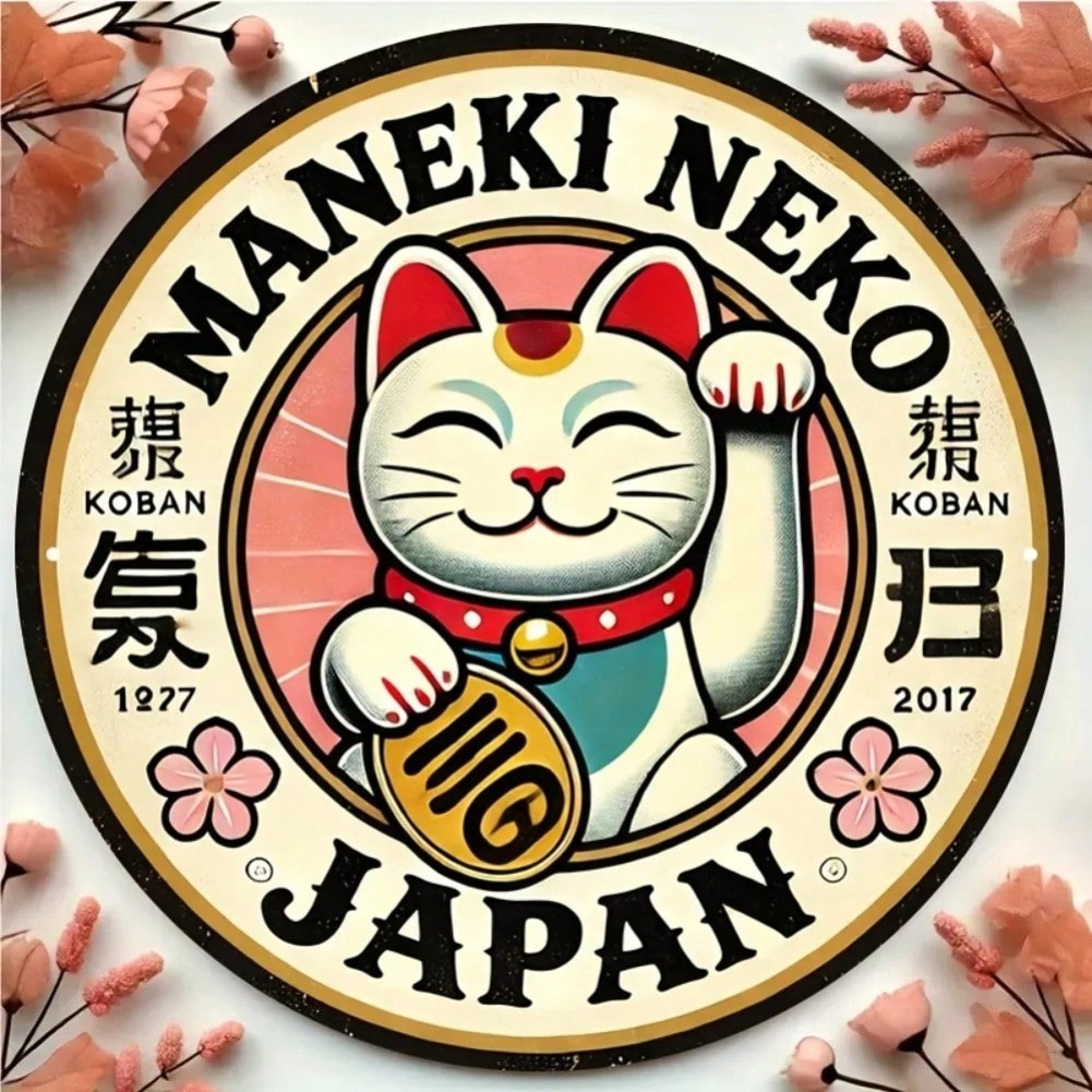 Naruto Headband Metal - Letrero redondo de aluminio Maneki Neko